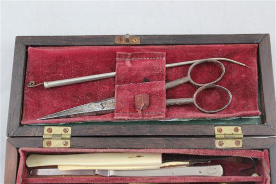 A 19th century rectangular calamander surgeons box, 7.75in.